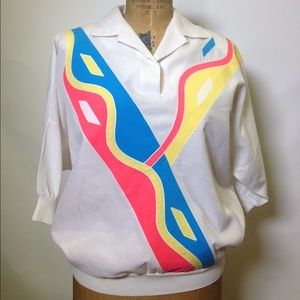 ✨💖🌟 CUTE SUMMER TOP WITH COLLAR & COLORFUL PRINT