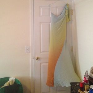 BCBG Max Azria one shoulder maxi dress, worn once.