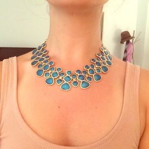 Blue choker beaded necklace