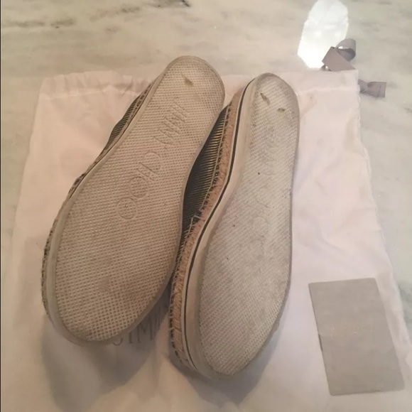 Jimmy Choo Gold/Black Stripe Metallic Espadrilles - Picture 3 of 4