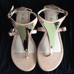 *BUNDLE* Pink T-Strap Sandals - Size 6 and sweater