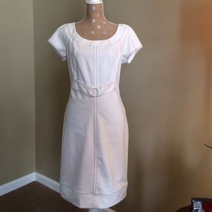 White Dressbarn dress w/ black trim, size 14