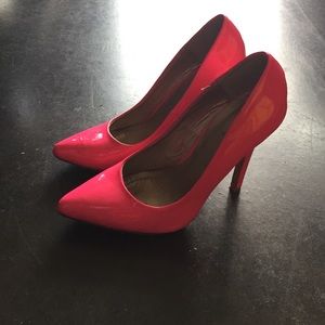 Hot Pink Heels and black wedges