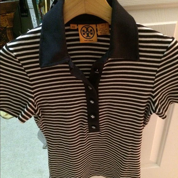 Tory Burch striped polo shirt.