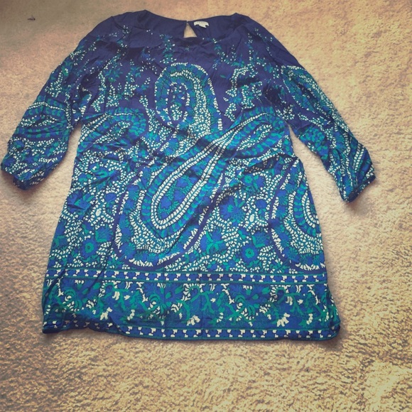 Blue and Green paisley shift with sleeves