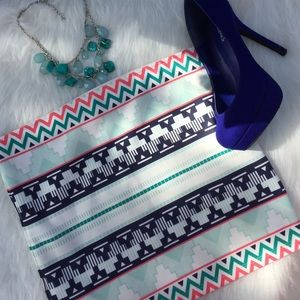 ZARA TRIBAL PRINT BODYCON FITTED SKIRT