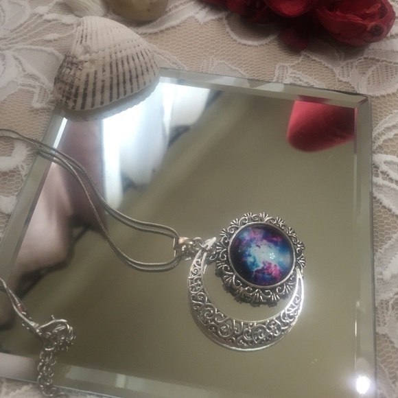 galaxy moon sunset necklace