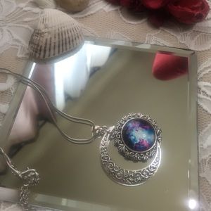 galaxy moon sunset necklace