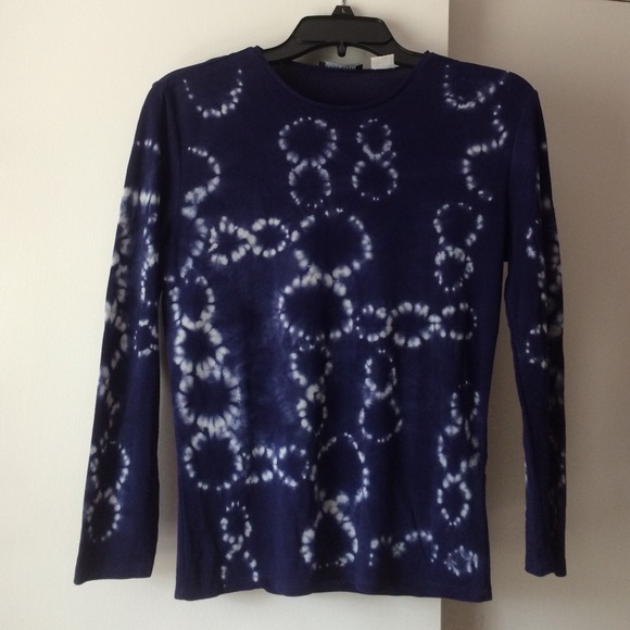Blue and white pattern silk blouse - Picture 1 of 1