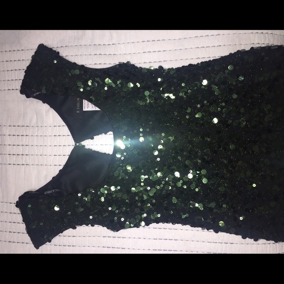 Green sequined mini dress