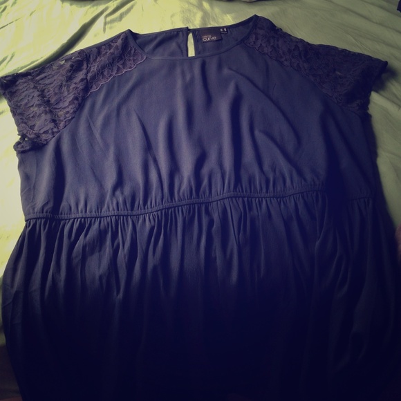 Navy ASOS Curve Dress with Lace Detail US 18