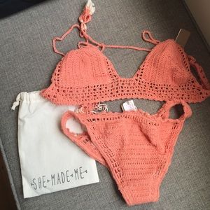 Brand New! NWT, She Made Me bikini in peach.