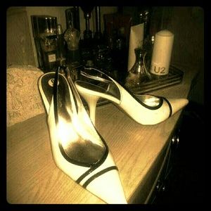 Beautiful patent black and white heels