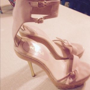 XTC soft pink ankle strap heels