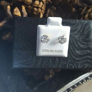 Sterling silver brilliant white cz earrings