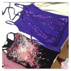 Butterfly back tank-top and purple chick blouse. S
