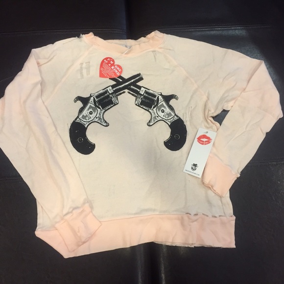 Wildfox Showdown Destroyed Ghost Nude Sweater