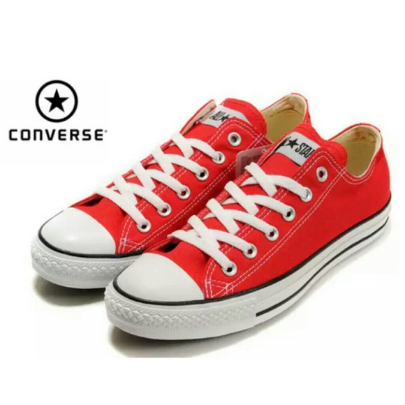 Red Low top Converse All stars