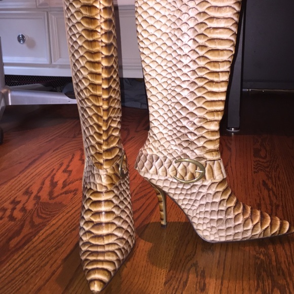 Reptile leather high heels