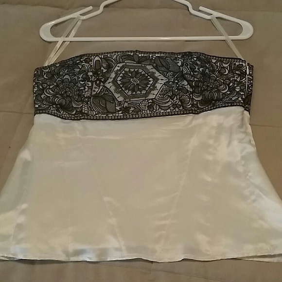 Black & Cream Satin WHBM bustier art deco