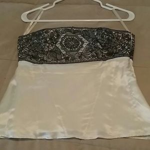 Black & Cream Satin WHBM bustier art deco