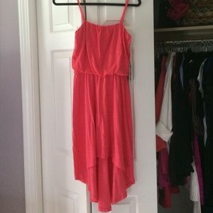 Coral strapless high low dress