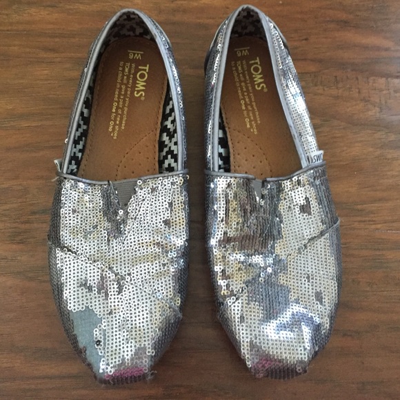 TOMS sequined flats size W6