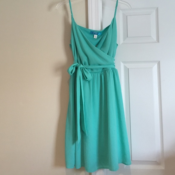 Francesca's Aqua wrap top dress NWT