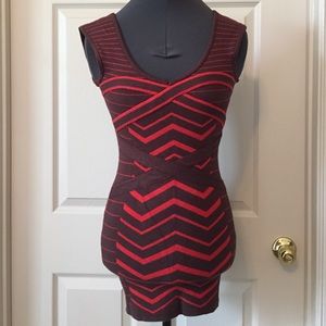 Brown and burnt orange bandage dress