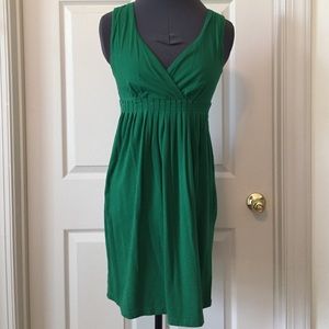 Green v-neck empire waist dress