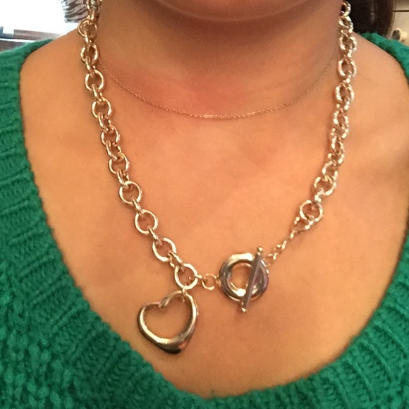 Silver heart chain necklace