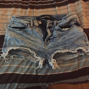 Express denim high waist shorts