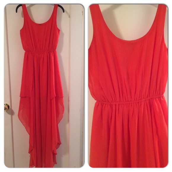 Orange Coral Sheer Long Dress