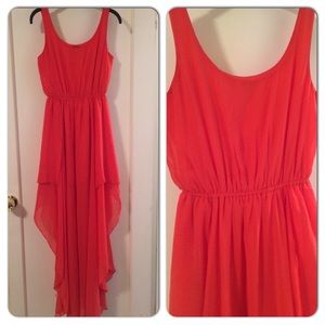 Orange Coral Sheer Long Dress