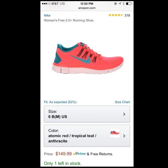 SOLD-Women's Nike Free - 8.5 - Atomic red & Teal - Picture 4 of 4