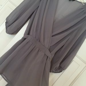 Express billowy grey 3/4 sleeve blouse