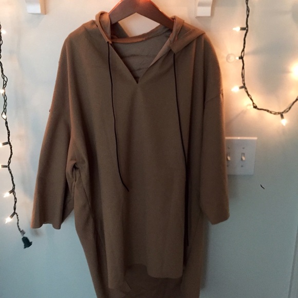 Long, tan, sweatshirt