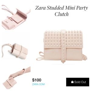 Zara Mini Studded Party Clutch blush nude purse