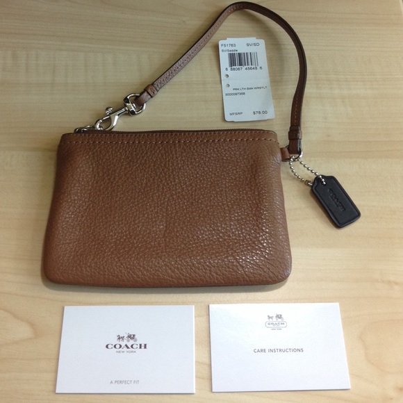 COACH Park Leather Small Wristlet Saddle F51763... - Picture 3 of 4
