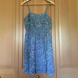 Lauren Conrad blue flower tank dress with ruffles