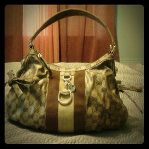 AUTHENTIC Gucci crystal monogram hobo