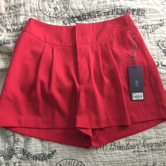 Coral/red high waisted shorts