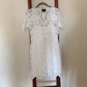 White lace/embroidered ss dress.