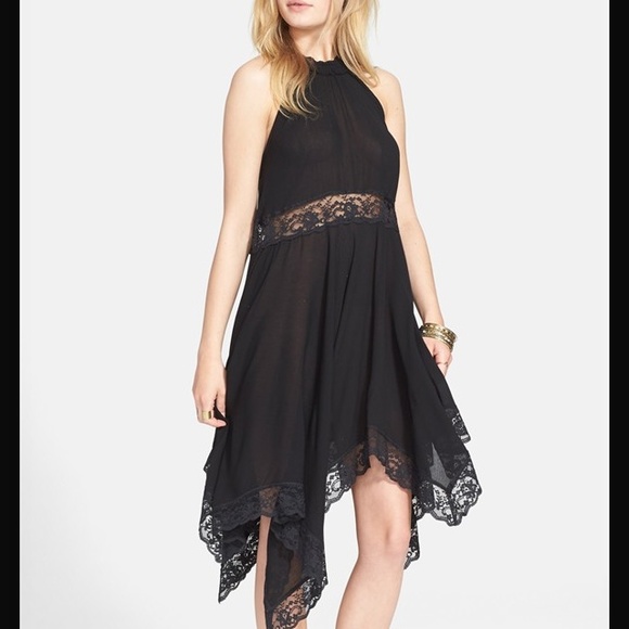 SOLD Free people black lace mid length short dress