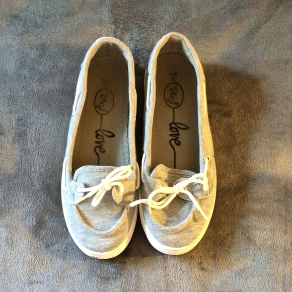 Gray Boat Shoes with White Laces