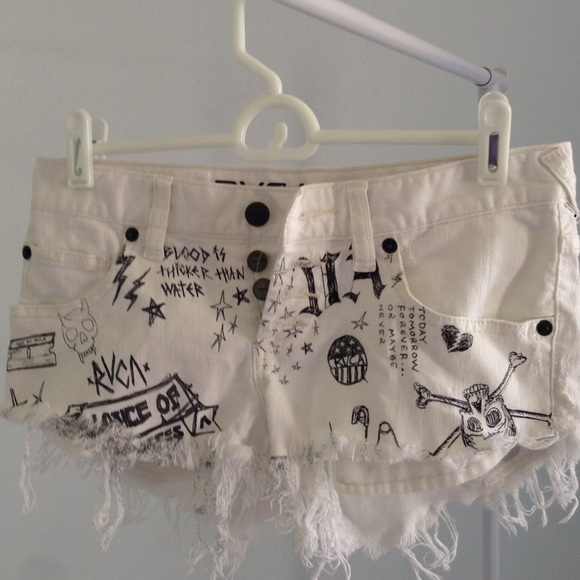 Distressed RVCA Short-Shorts