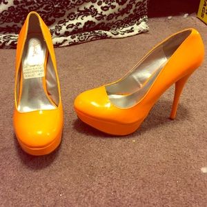 Neon orange high heals