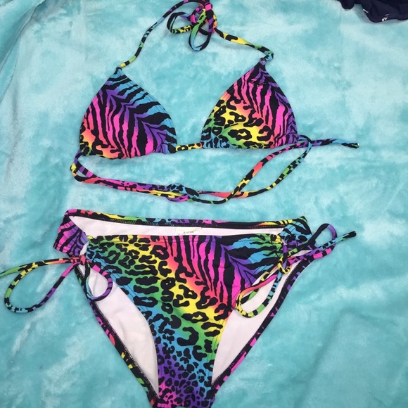 Roxy multi color zebra/cheetah bikini