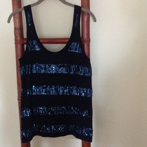 Jcrew Navy Sequin Stripe Tank