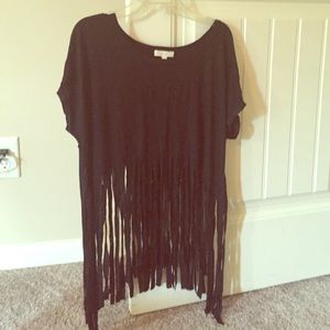 Black Fringe Tee